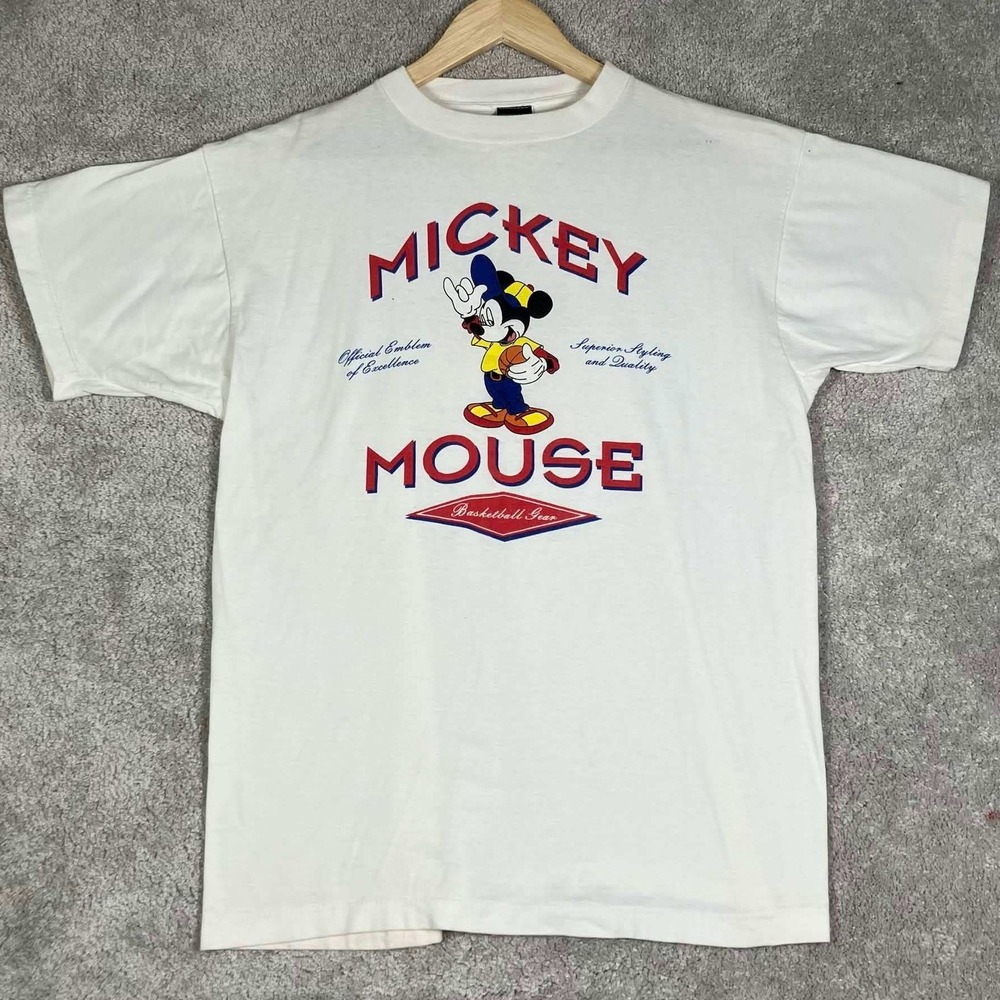 Vintage 90s Mickey Unlimited T Shirt Mens Large White Mickey Mouse Single Stitch